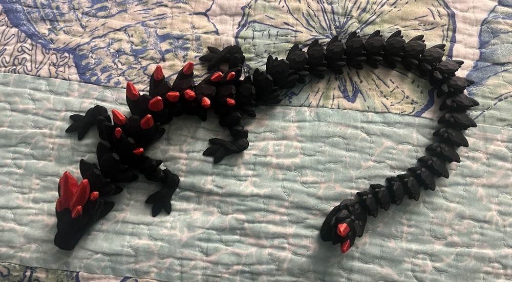 3D Printed Crystal Dragon Flexible Full Articulated Fidget Toy Decoration 16in.
