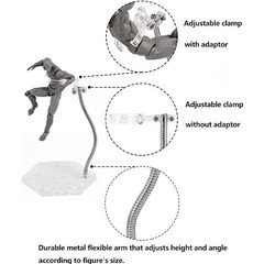 8PCS Action Figure Stand with Adjustable Metal Support Arm, Action Figure Clear