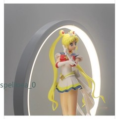 Sailor Moon PVC Figure Statue + Round LED Light Up Stand Night Lamp Xmas Gift BN