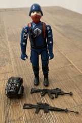 Black Major GI Joe Factory Custom Cobra Trooper With Silver Helmet Sigil