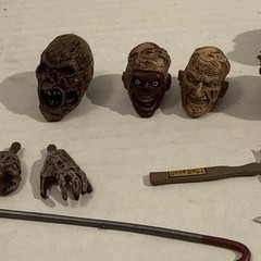Lot Of Toy Action Figure Freddie & Chuckie Heads, Weapons, Hands, Tools Parts