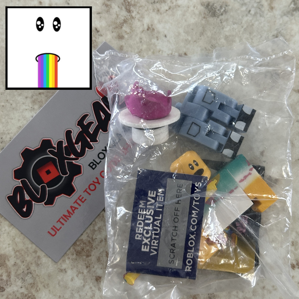 Roblox Toy Factory Sealed Billboard Guy & Unused Rainbow Barf Face Item Code