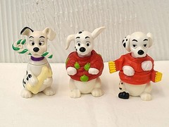 3 VTG Disney 101 Dalmatians McDonalds Toy Figures Christmas Sweaters Candy Cane