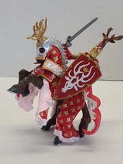 Papo Medieval Knight Action Figure Fantasy Cavalry Horse Stag Deer Red Gold