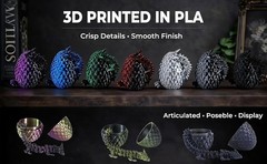 12 Pack – 3D Printed Dragon Eggs with 5.3″ Dragons Inside, Flexible, Dark Series