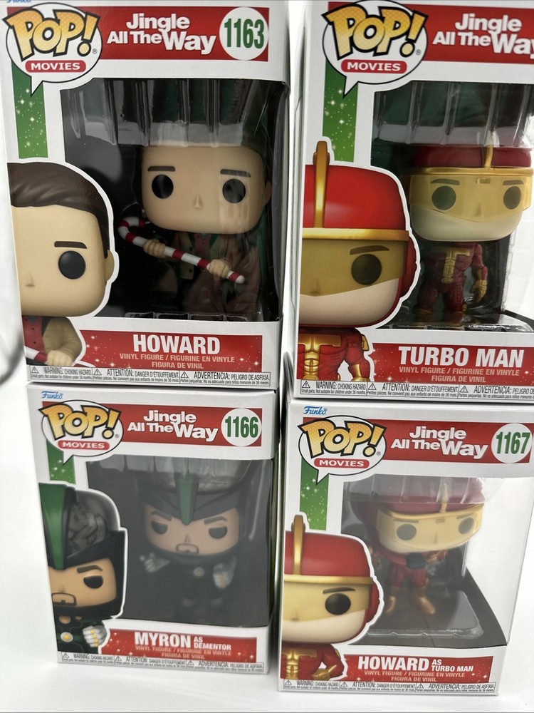 Jingle All The Way Funko Pop Lot Of 4 Howard Turbo Man Myron 1163 1165 1166 1167