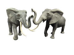 Vintage 1984 Imperial Elephant Lot of 2 12 x 7″ Vinyl Plastic *1 Tusk Broken*
