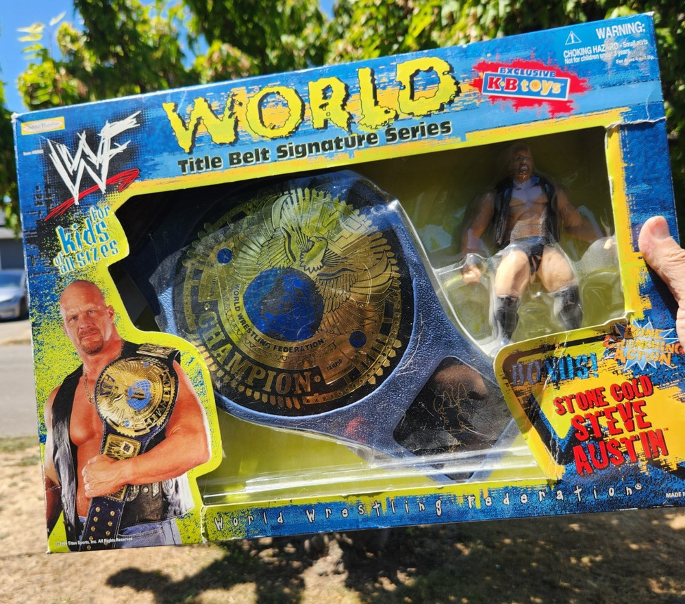 NIB Jakks WWF World Title Belt Series KB Toys Stone Cold Steve Austin Rare