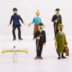 Original The Adventures of Tintin Action Figures 6 PCS Set Toy Cake Toppers NEW