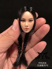 YMTOYS 1/6 Asian Beauty Ying Black Braids Head Sculpt Fit 12”Female Pale Figure