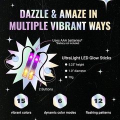 Long-Lasting Battery Power Glow Sticks – 12 Flash Modes