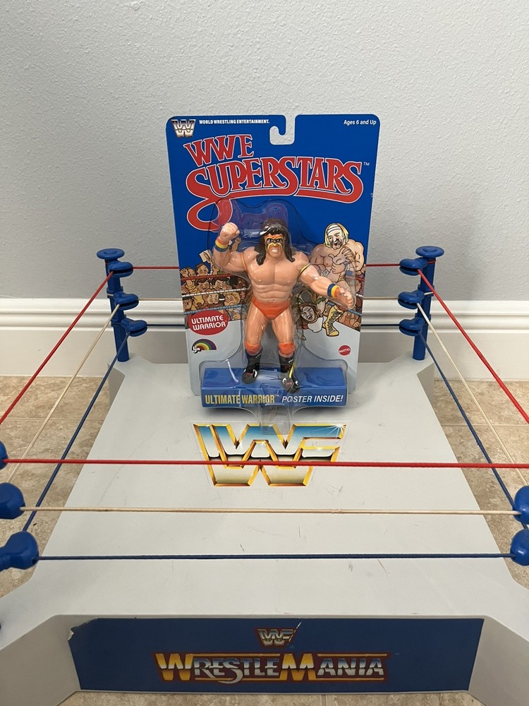 WWE LJN MATTEL SUPERSTARS ULTIMATE WARRIOR 8″ ACTION FIGURE BLUE CARD