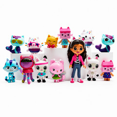 13pcs Gabby Dollhouse Anime Figure Toy Smiling Car Cat Hug Gaby Girl Dolls…
