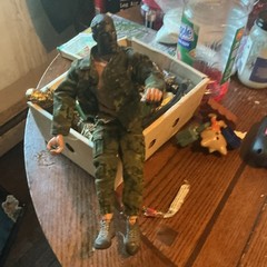 Military Soldier Plastic/Fabric Action Figure Green Camo w/ Jacket Pants Boots