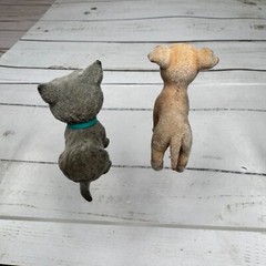 Vintage Puppy In My Pocket Flocked Dog Figures 1990s – Grey & Tan Lot Mattel