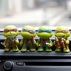 TMNT Mni Action Toy Figures 4Pcs Ninja Turtle Ornaments Car Dashboard Gift