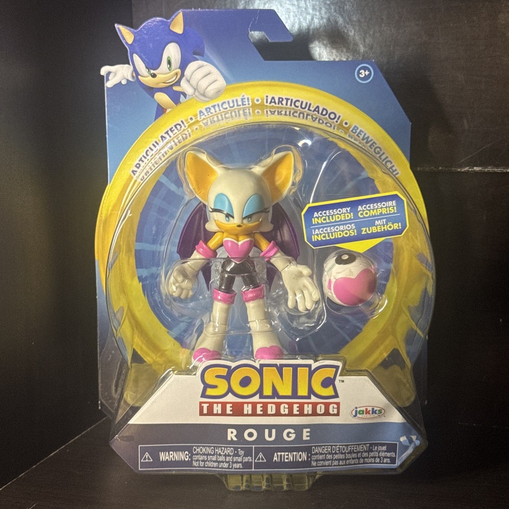 Sonic The Hedgehog Rouge The Bat 4″ Articulated Figure w/ Heart Bomb 2022 Jakks