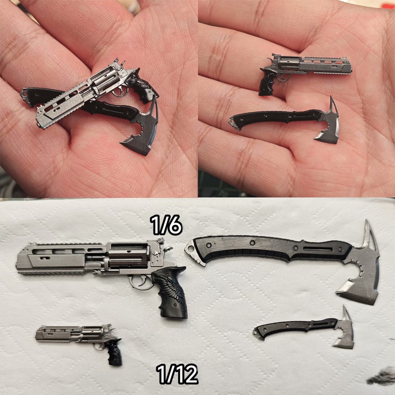 Painted 1/12 1/6 Scale Gun Axe Weapon Mdoel Accessories Fit 6″ 12″ Action Figure