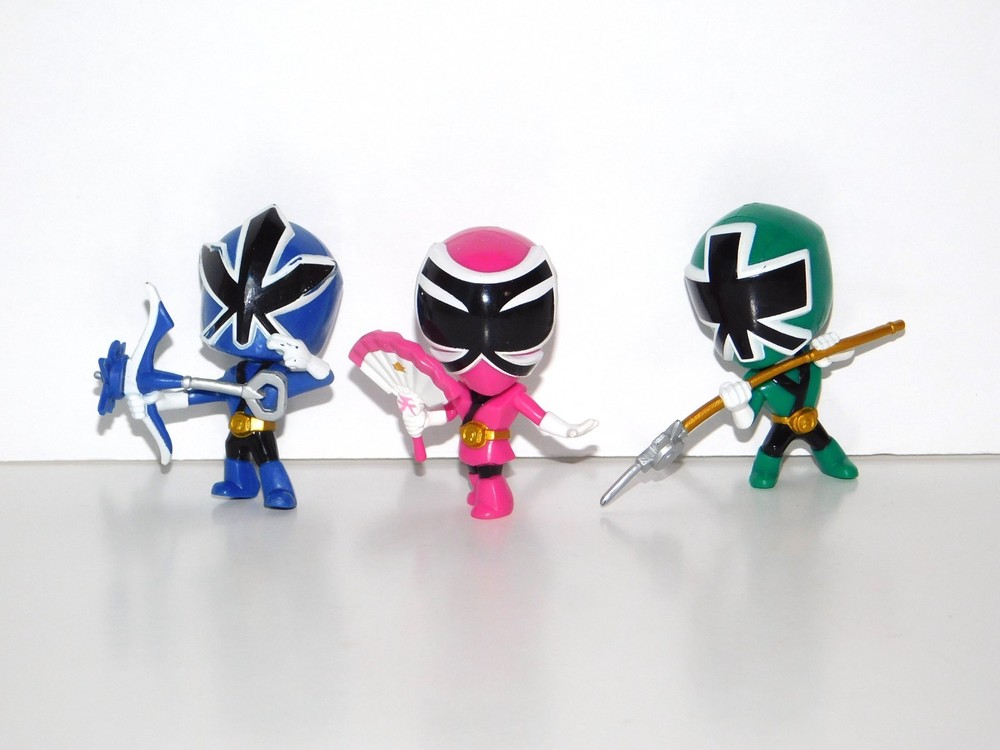 Lot 3 Power Rangers SUPER SAMURAI SMASH Mini Battle Figures Blue Green Pink