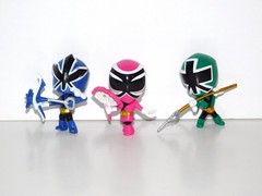 Lot 3 Power Rangers SUPER SAMURAI SMASH Mini Battle Figures Blue Green Pink