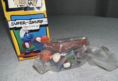 Vintage Super Smurfs LOT PVC Figure SET of 3 in Box Weightlifter Cyclist Boxer