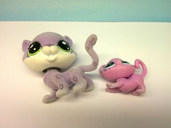 LITTLEST PET SHOP #1-169 1-170 LIZZIE & BABY LOLLY SNOWSPOTS SNOW LEOPARD