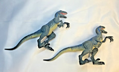 Set Of 2 Jurassic World Velociraptor Gray and Blue Dinosaur Mattel