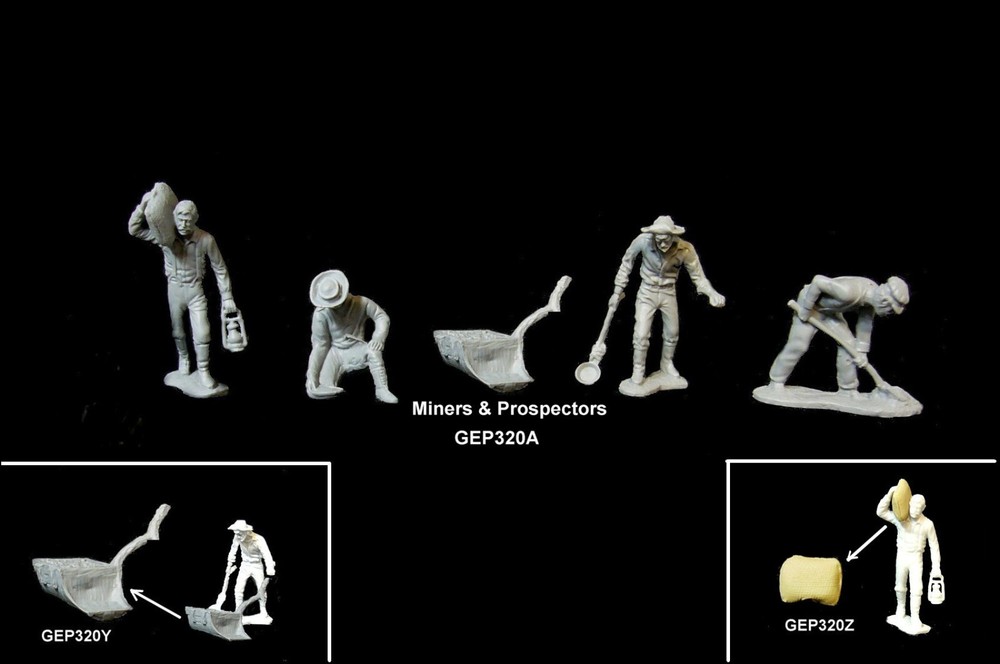 MARX western Miners & Prospectors figures 54mm plastic toy soldiers playsets