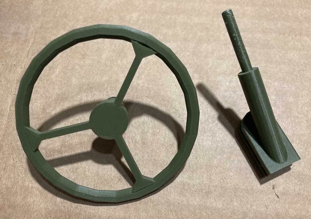GI Joe Jeep 7000 Repro Qty 1 3D Printed Hasbro 12” Jeep Steering Wheel and Stem