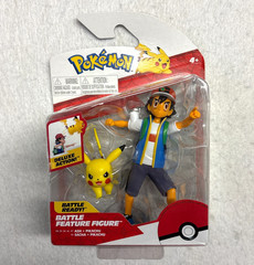 Pokémon Ash Ketchum Pikachu Battle Ready Figure 5″ Jazwares Deluxe 2022