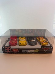Cars Disney Store LOT OF 2 LIGHT UP 4 PACK WORLD GRAND PRIX RACERS HTF