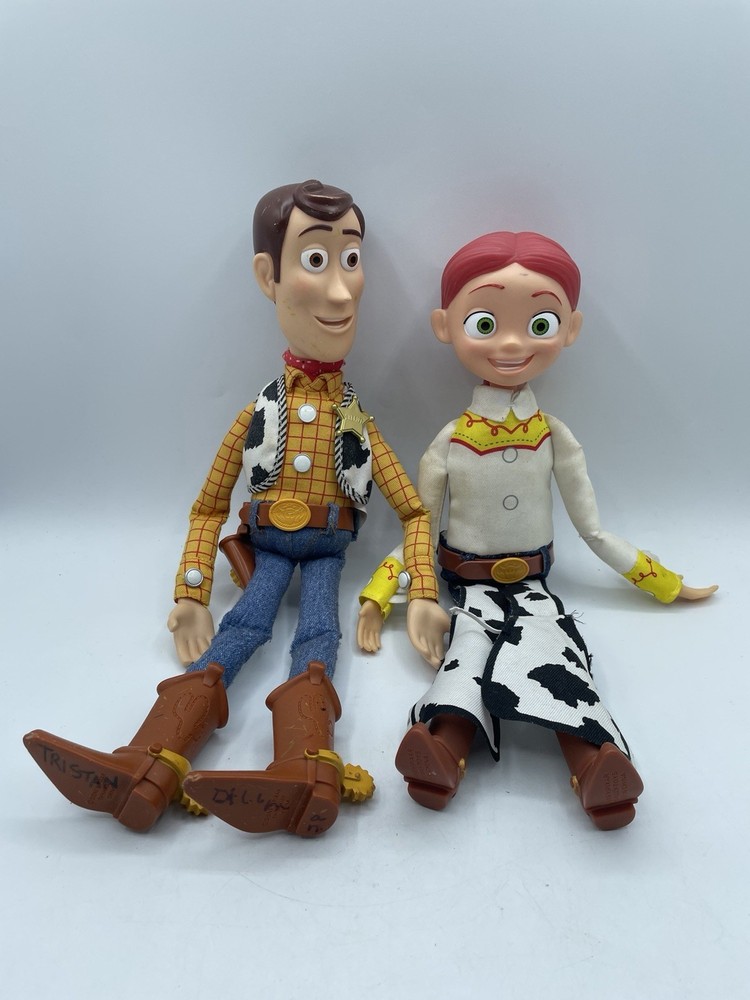Vtg DIsney Pixar Toy Story Thinkway Toys Woody Jessie Pull String Dolls No Hats