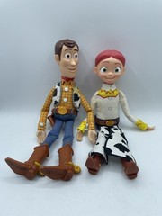 Vtg DIsney Pixar Toy Story Thinkway Toys Woody Jessie Pull String Dolls No Hats