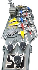 33 Inch Aircraft Carrier with Soldiers Jets Military Vehicles + 18 Fighter Jets
