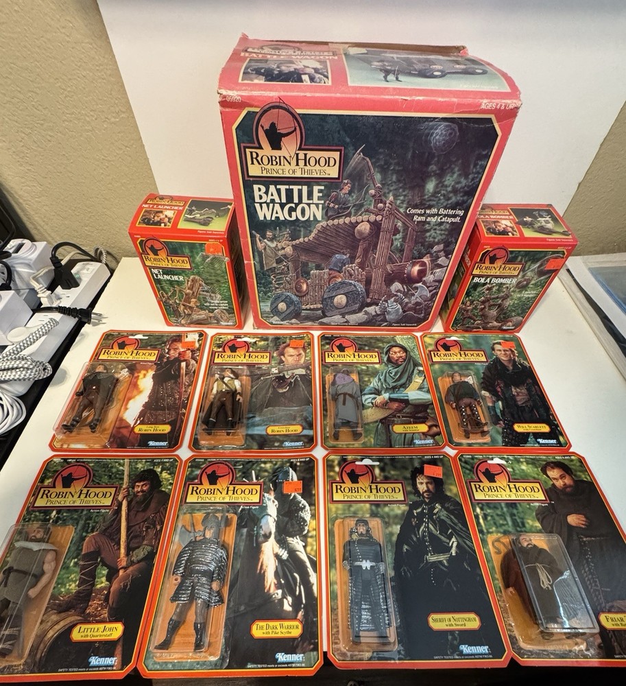 Kenner Robin Hood Battle Wagon Net Launcher Bola Bomber Figures Sealed! Lot (A)