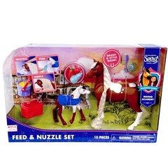 Spirit Riding Free Feed Nuzzle Horse Foal Playset Equestrian Farm Toys Kids 3+
