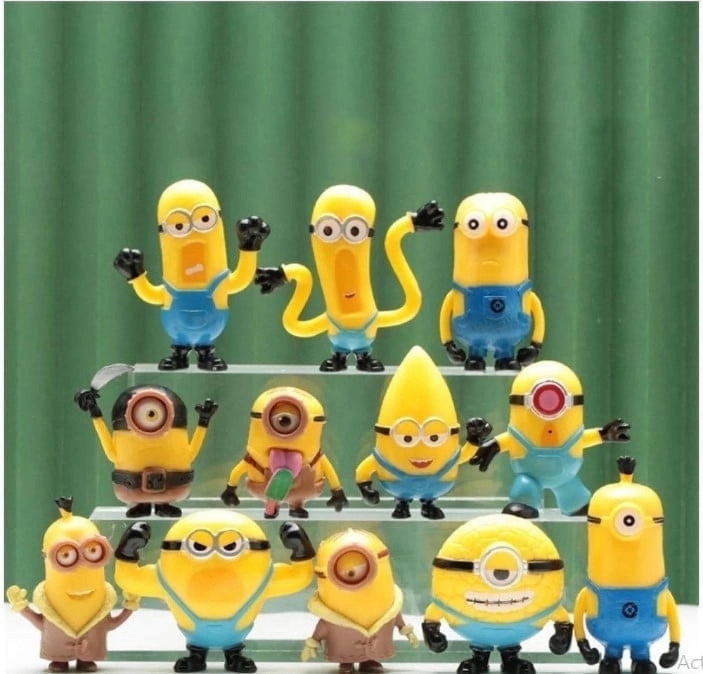 12pcs PVC For Kids MiniToy Birthday Gift Minions Models Cake Décor, Style B-NEW
