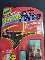 1986 Remco Ninja Strike Force Action Figure Shaolin Monk on Card Weapon Missing