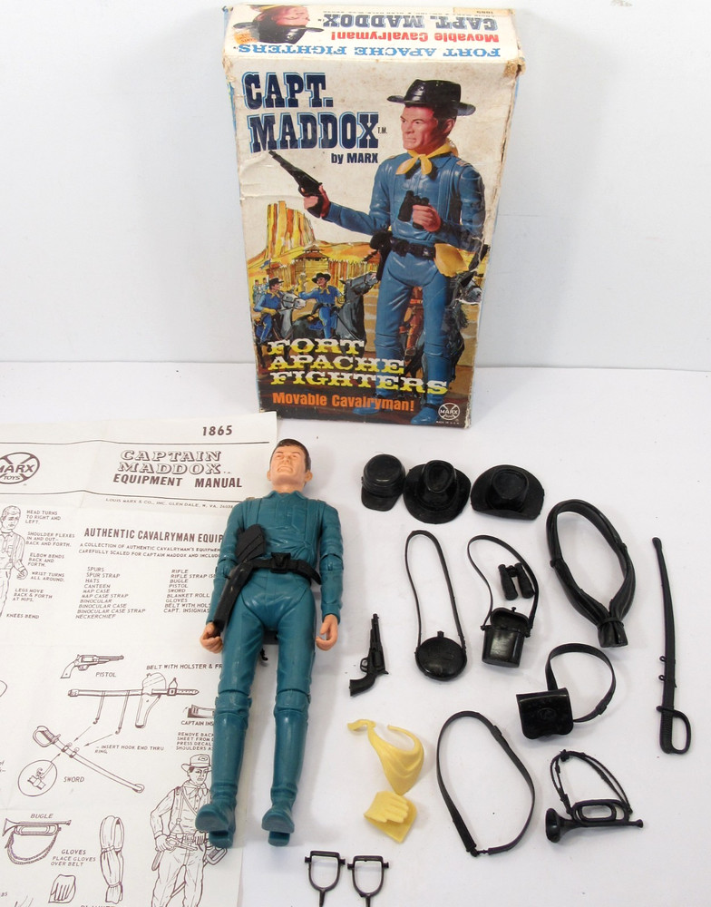 Marx Captain Maddox Fort Apache Fighters FAF Action Figure in Box 1960’s Toy