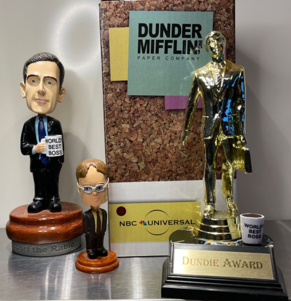 The Office Custom Michael Scott Dwight Bobble Lot, Dundee Award Rabid Wrist Band