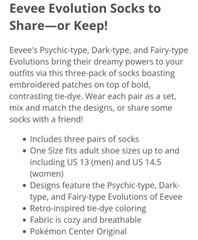 YOU PICK! Espeon, Umbreon & Sylveon Ankle Socks (One Size Adult) Pokemon Center