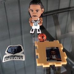 Memphis Grizzlies Basketball Figurine Ja Morant w/ Ball, Sticker, Floor Base