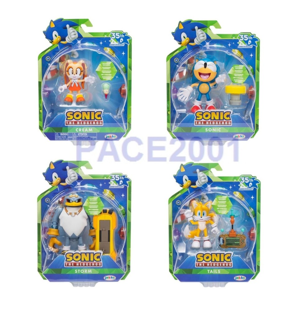 Sonic 35th Ann 4″ Figures Jakk’s Wave 25 Set of 4 (Cream, Sonic, Storm & Tails)