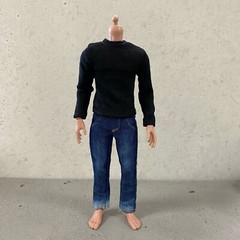 MO-LT-BK: 1/12 Black long sleeve shirt for 6″ Slim Action Figure body