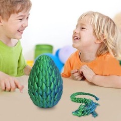 3D Printed Dragon in Egg Full Articulated Dragon Crystal Dragon with Dragon Egg