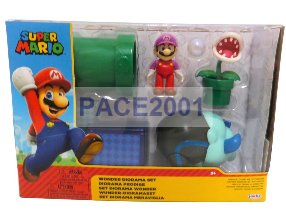 Jakks 2.5 Inch Super Mario Wonder Diorama Play Set (New Figs BubbleMario Bulrush