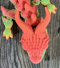 Horned Dragon 3d printed Articulated 19in Melon Pink, Green, Orange Multicolor