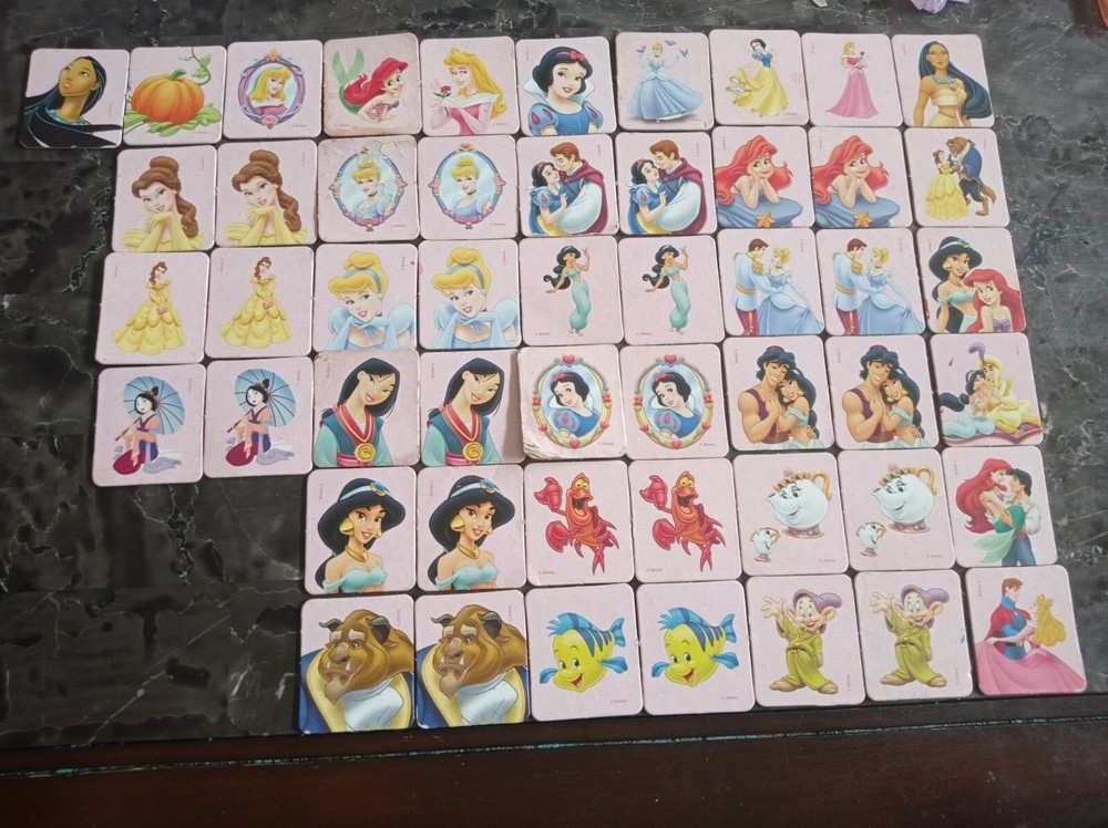 Disney Princess Memory Match Game Set Lot 51 tiles not all have matches