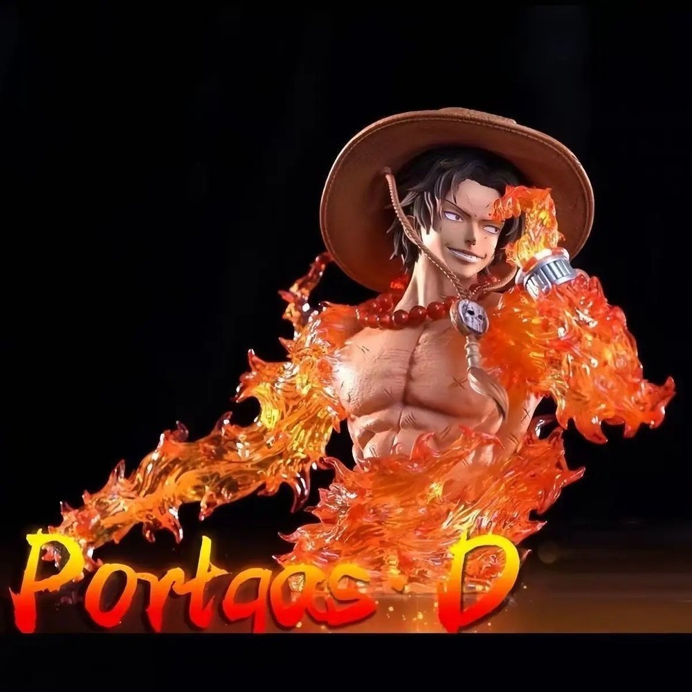 One Piece Portgas D Ace LED Figure PVC Anime Collectible Statue