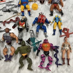 MOTU He Man Huge Lot Gray Skull Castle Weapons 18 Figures Mantisaur Stridor
